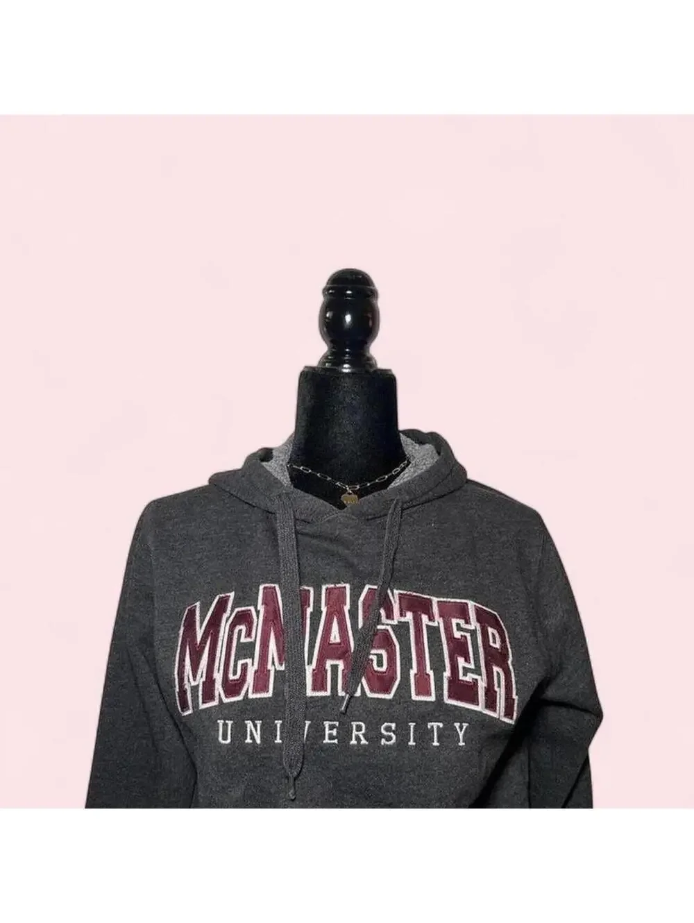 Y2K 2000s Preppy McMaster University Grey Pullover Hoodie - Picture 3 of 4